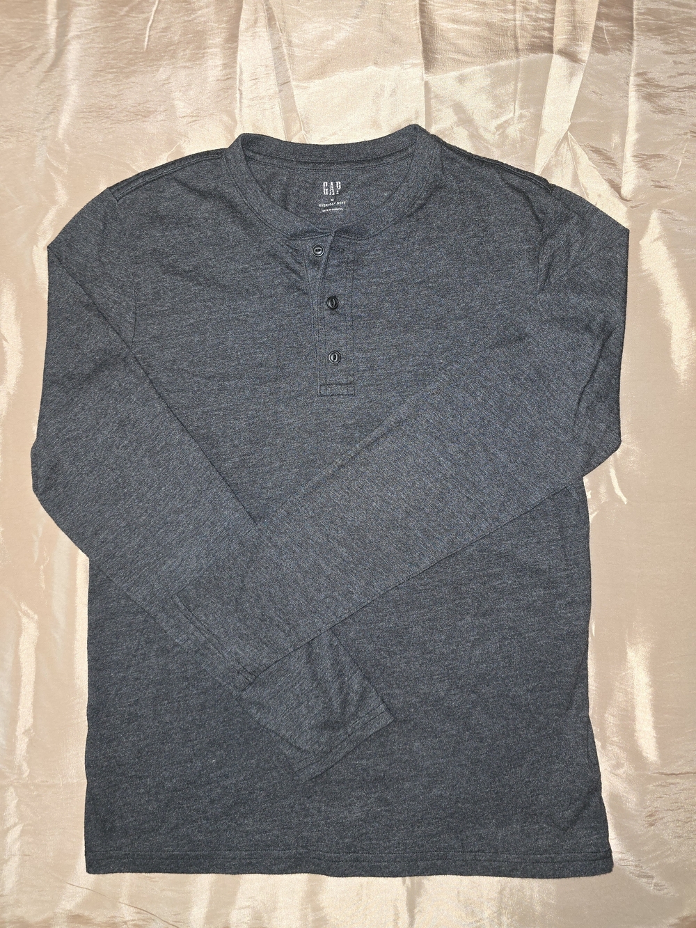 GAP Men's Long Sleeve Henley Shirt - Dark Gray